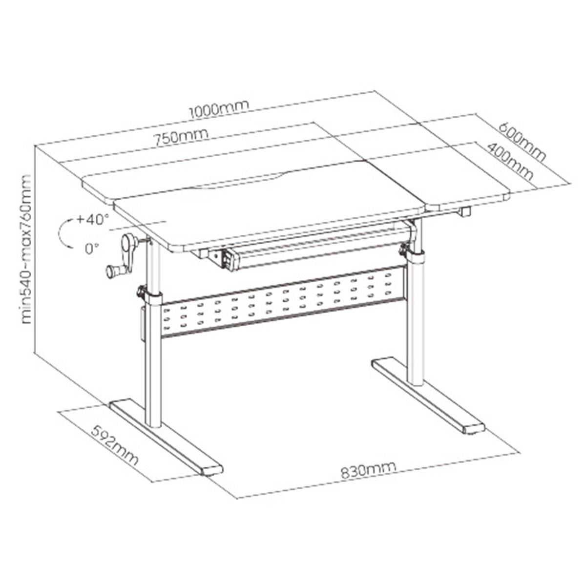 Spacetronik Reguliuojamas vaikiškas rašomasis stalas XD SPE-X102W 100x60 aprašymas - Prekės nuotrauka
