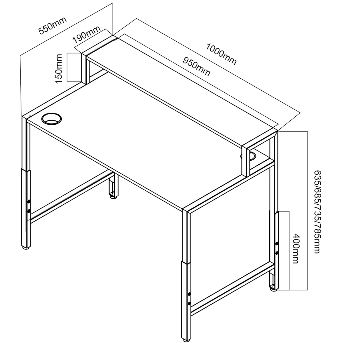 Spacetronik Reguliuojamas stalas 78,5 cm FUNKY FURNITURE aprašymas - Prekės nuotrauka
