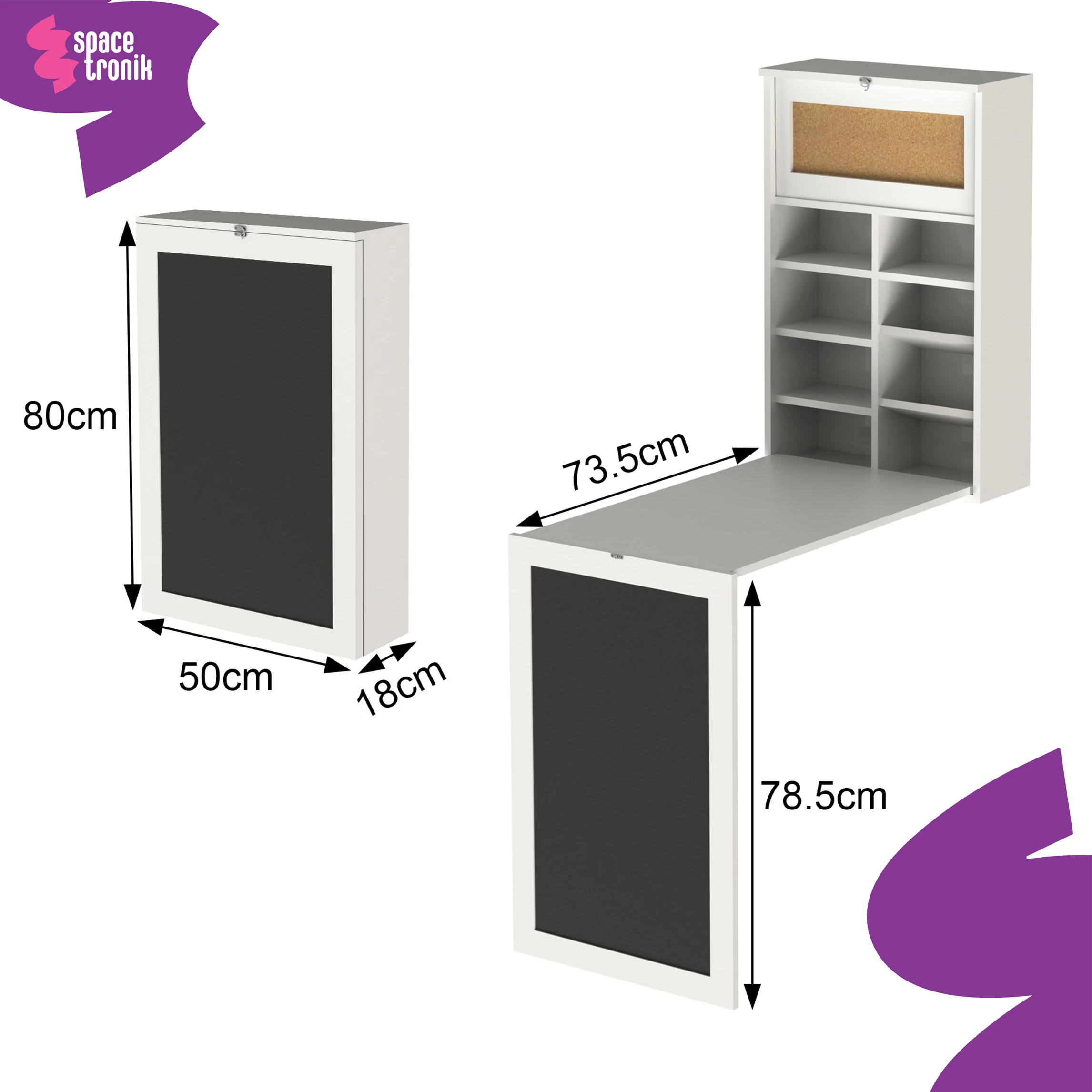 Spacetronik Funky Furniture sulankstomas sieninis rašomasis stalas aprašymas - Prekės nuotrauka