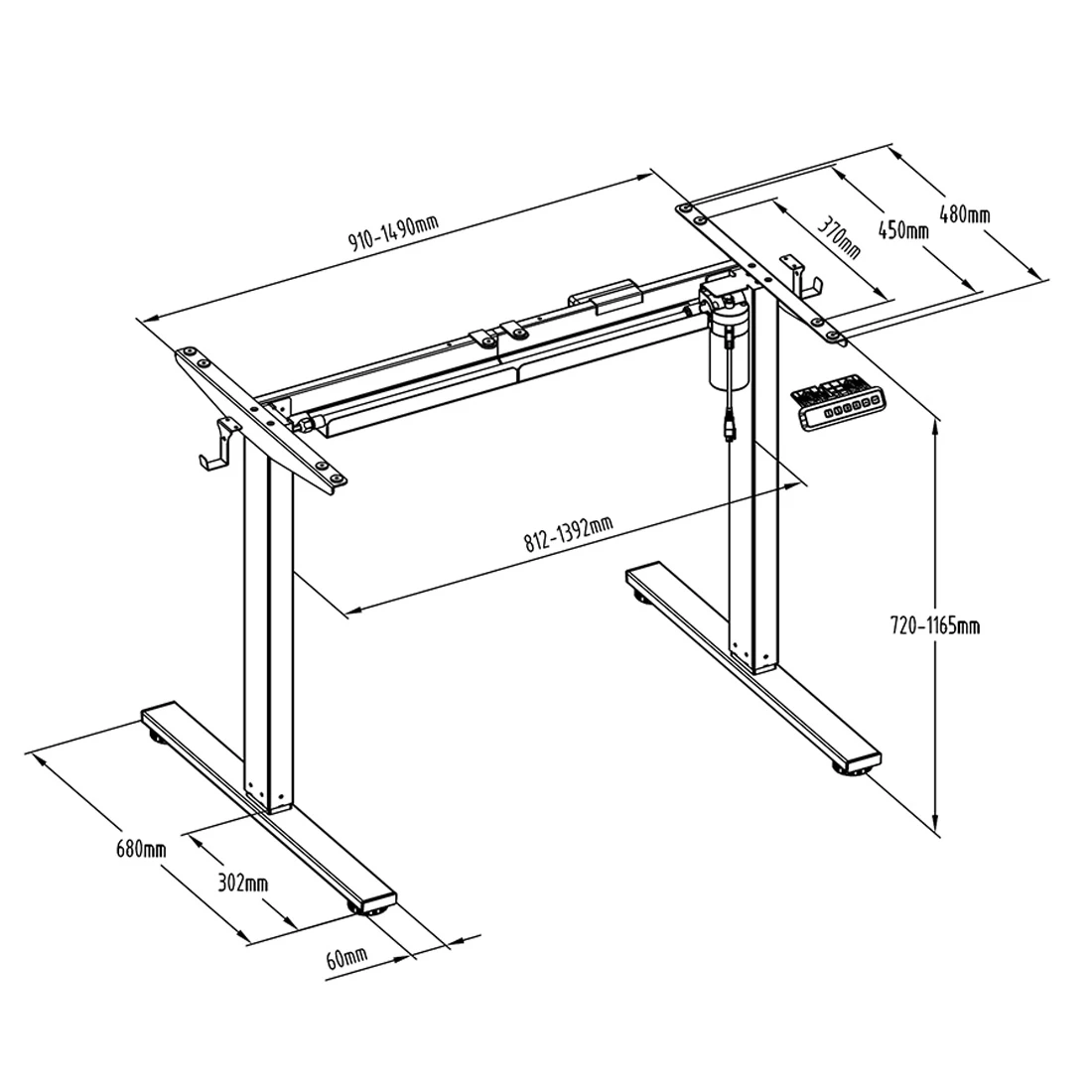 Spacetronik SPE-122G elektrinis stalo rėmas aprašymas - Prekės nuotrauka