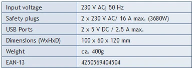 Maitinimo juostelėje yra Peaktech 3125 USB lizdas aprašymas - Prekės nuotrauka Maitinimo juostelėje yra Peaktech 3125 USB lizdas aprašymas - Prekės nuotrauka