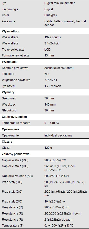 10A AC DC PeakTech 1070 skaitmeninis multimetras aprašymas - Prekės nuotrauka