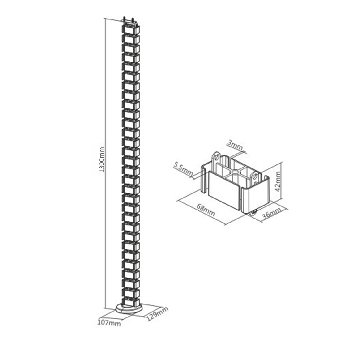 Spacetronik Magnetinė kabelių kreiptuvė SPK-182B 130cm SPK1 aprašymas - Prekės nuotrauka