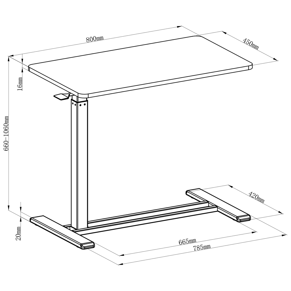 Spacetronik Rankiniu būdu reguliuojamas stalas „Buddy 08“ BUDDY-GBO-08 aprašymas - Prekės nuotrauka