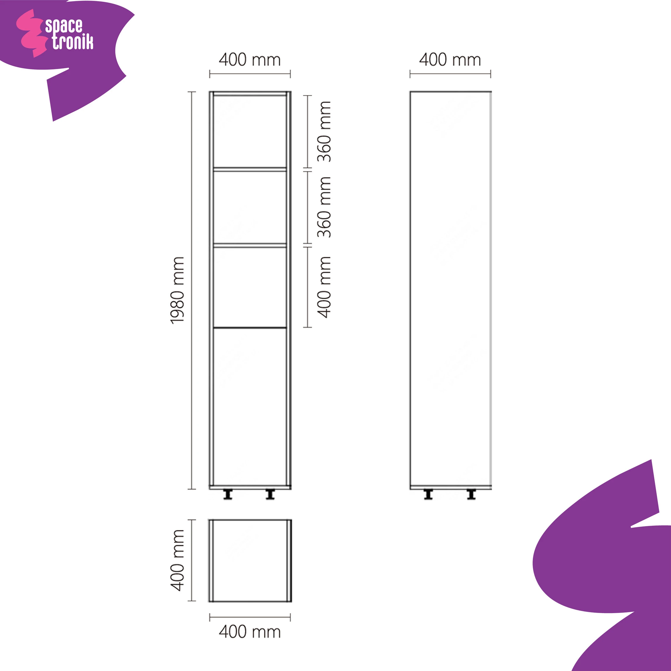Spintelė su 3 lentynomis 198 cm Spacetronik SPE-PODF03 aprašymas - Prekės nuotrauka