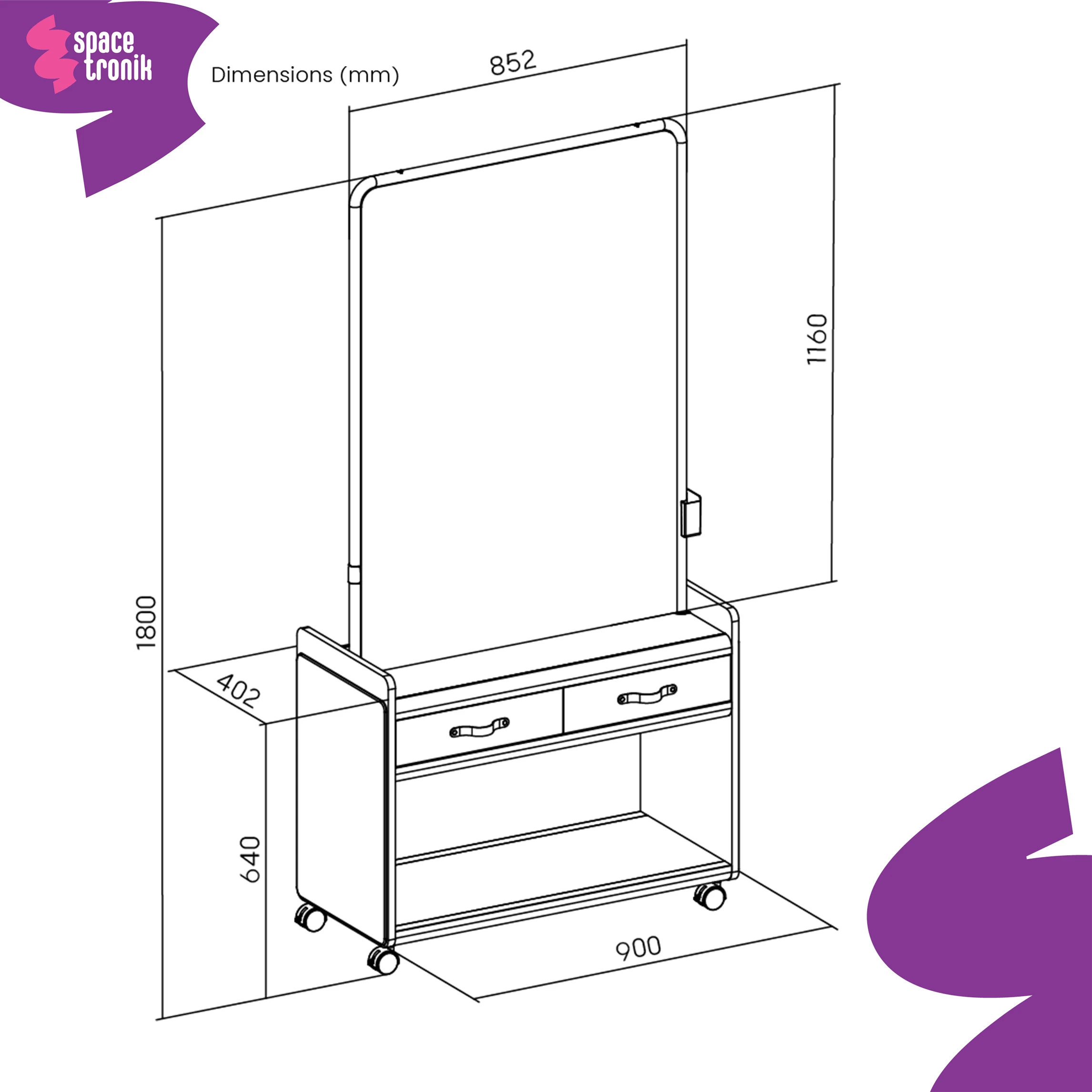 Spacetronik Frodi Dry Erase lentų spintelė aprašymas - Prekės nuotrauka
