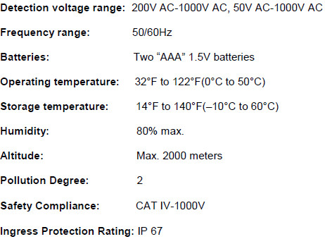 PeakTech 1032 12-1000V bekontaktis įtampos testeris aprašymas - Prekės nuotrauka