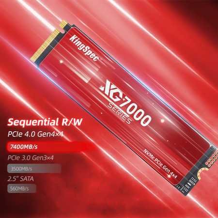 Kietasis diskas SSD KingSpec XG7000 1TB M.2-2280 (PCIe Gen4 x 4, NVME 1.4)