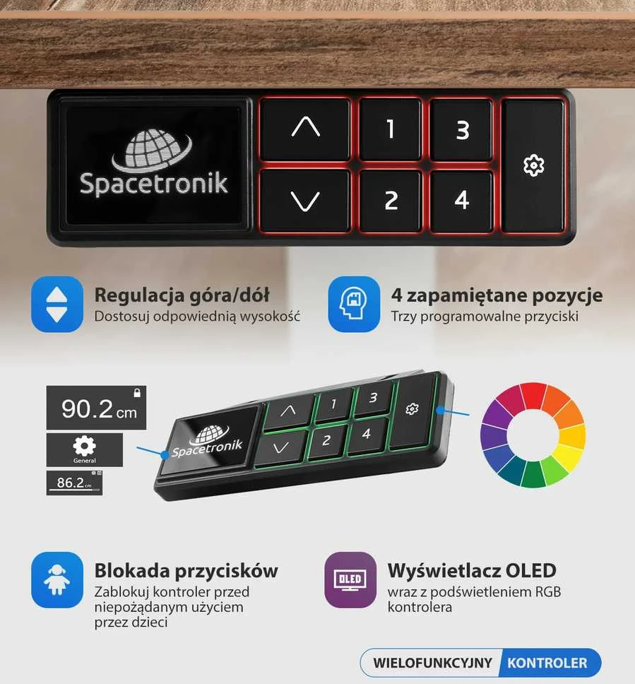 Spacetronik SPE-221OW valdymo pultelis su RGB apšvietimu