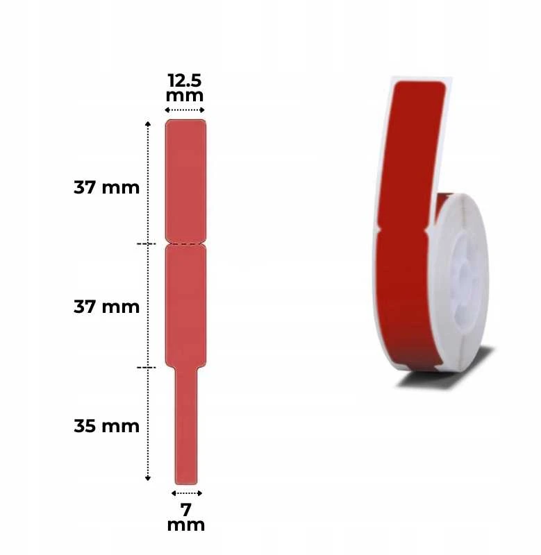 Niimbot Thermal Lipdukai 12.5x74+35, 65 vnt, (raudona)