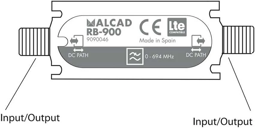 Filtras LTE 5G ekranuotas ALCAD RB-900 C48 0-694 MHz