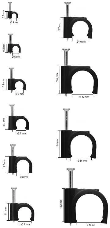 Flop kabelio laikiklis apvalus JUODA Goobay 100x 5mm