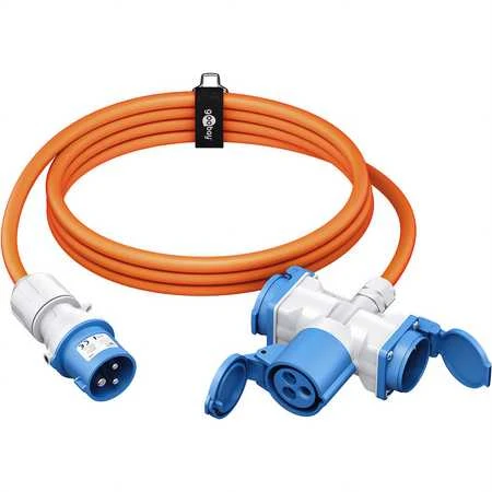 Goobay 16A CEE į 2x Schuko adapteris, 5m kabelis