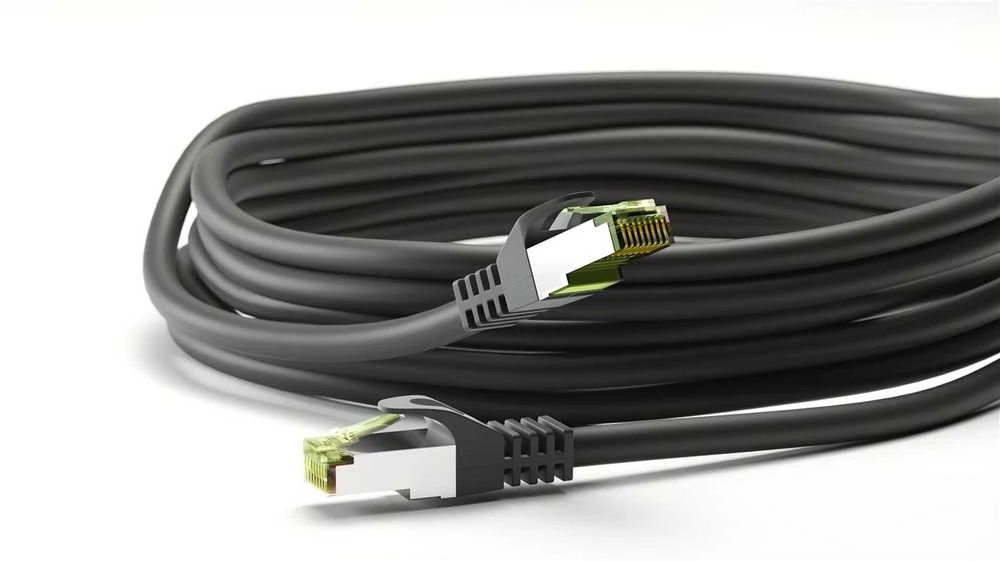 Goobay Komutacinis kabelis CAT 8.1 su GHMT sertifikuotas, S/FTP (PiMF), juoda - Kabelio ilgis 3 m