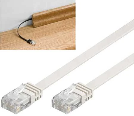 Goobay LAN Patchcord CAT 6 U/UTP kabelis, plokščias baltas, 1,5 m