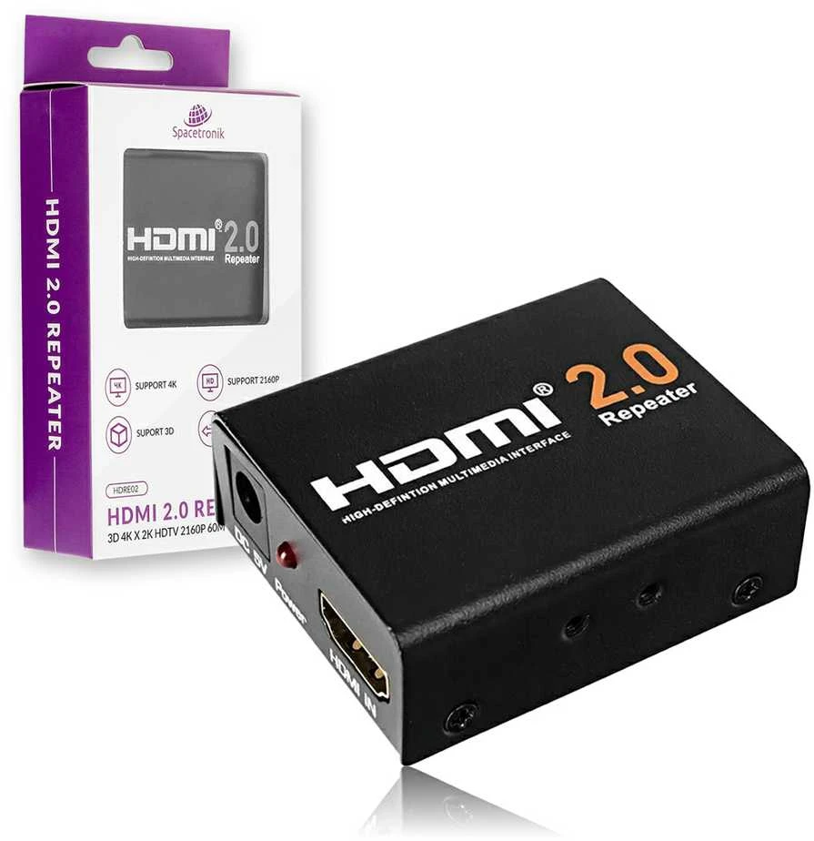 HDMI kartotuvas. 4Kx2K stiprintuvas Spacetronik HDRE02