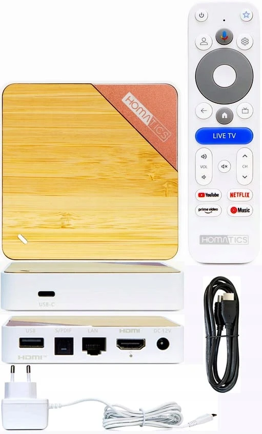 Homatics Box 4K V2 „Google TV“ multimedijos grotuvas, „Wi-Fi 6“, „Bluetooth“, 32 GB, DTS ir „Dolby Atmos“