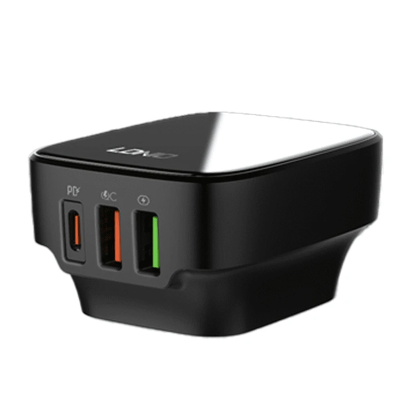 Įkroviklis 32W 3 porty USB PD QC Ldnio Q334 juodas