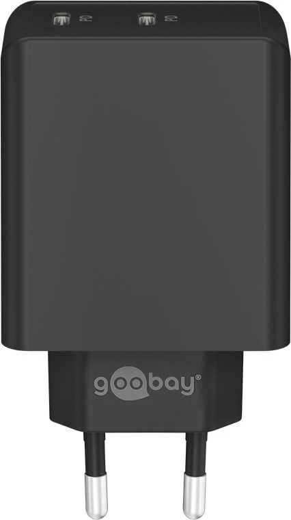 Įkroviklis jungiama į tinklą 2x USB-C 36W PD Goobay Juoda
