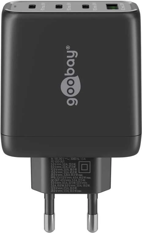 Įkroviklis jungiama į tinklą 3x USB-C USB 68W Goobay Juoda