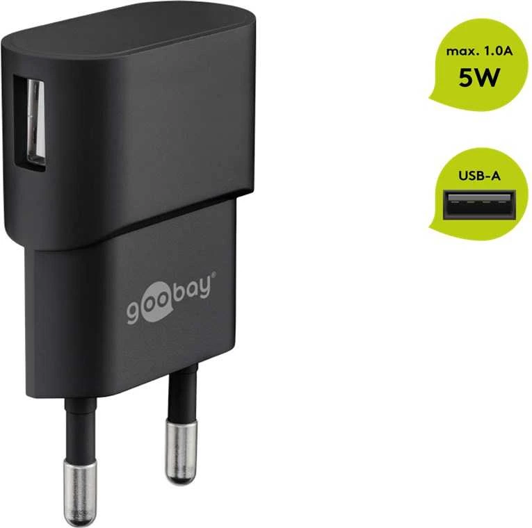 Goobay sieninis įkroviklis, 5W USB-A adapteris