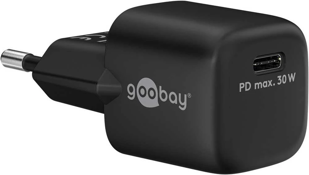 Įkroviklis jungiama į tinklą USB-C PD GaN 30W Goobay Juoda