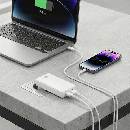 Įkroviklis Goobay Dvigubas greitas USB-C™ PD GaN įkroviklis 90° plokščias (65 W), baltas