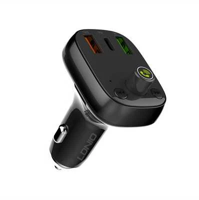 FM siųstuvas LDNIO C704Q su Bluetooth, 2x USB + USB-C, Micro SD / TF (juodas)