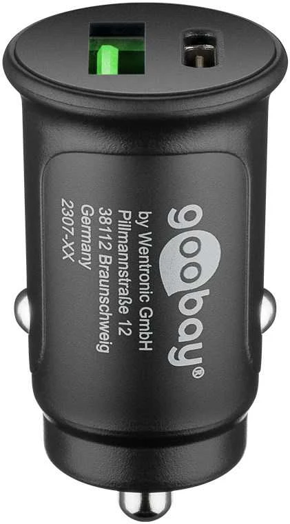 „Goobay 59521“ 27 W maitinimo šaltinio dviejų USB automatinis greitasis įkroviklis su USB-C PD