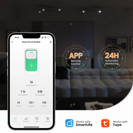 Avatto Išmani relė DIN bėgeliui 230Vac, 16A, Wi-Fi TUYA, su energijos matavimo funkcija