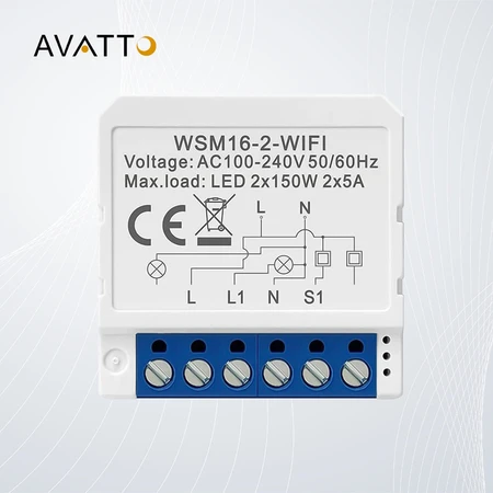 Smart Switch modulis WiFi Avatto WSM16-W2 TUYA
