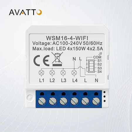 Smart Switch modulis WiFi Avatto WSM16-W4 TUYA