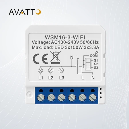 Smart Switch modulis WiFi Avatto WSM16-W3 TUYA