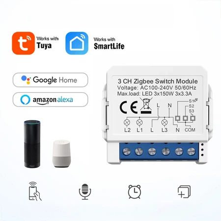 Išmanusis jungiklio modulis ZigBee Avatto ZWSM16-W3 TUYA