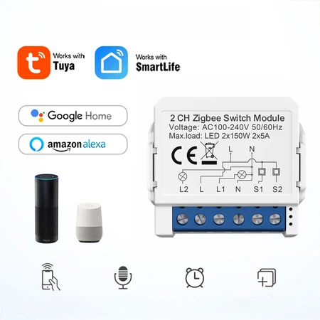 Išmanusis jungiklio modulis ZigBee Avatto ZWSM16-W2 TUYA