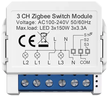 Išmanusis jungiklio modulis ZigBee Avatto ZWSM16-W3 TUYA