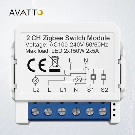 Išmanusis jungiklio modulis ZigBee Avatto ZWSM16-W2 TUYA