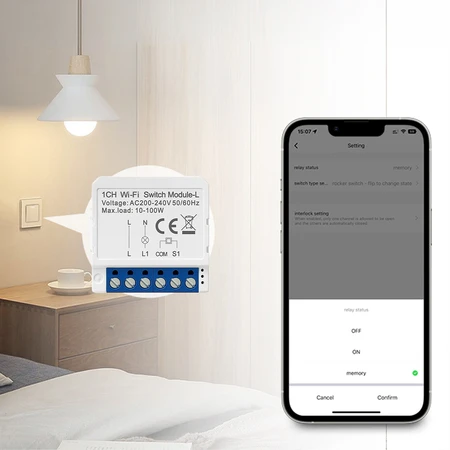 Be neutralaus „Wi-Fi“ jungiklio Avatto LWSM16-W1