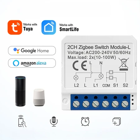 Išmanusis jungiklio modulis ZigBee Avatto LZWSM16-W2 Nėra neutralaus TUYA