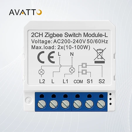 Išmanusis jungiklio modulis ZigBee Avatto LZWSM16-W2 Nėra neutralaus TUYA