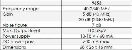 Johansson 9653 WideBand SAT stiprintuvas 40-2340 MHz