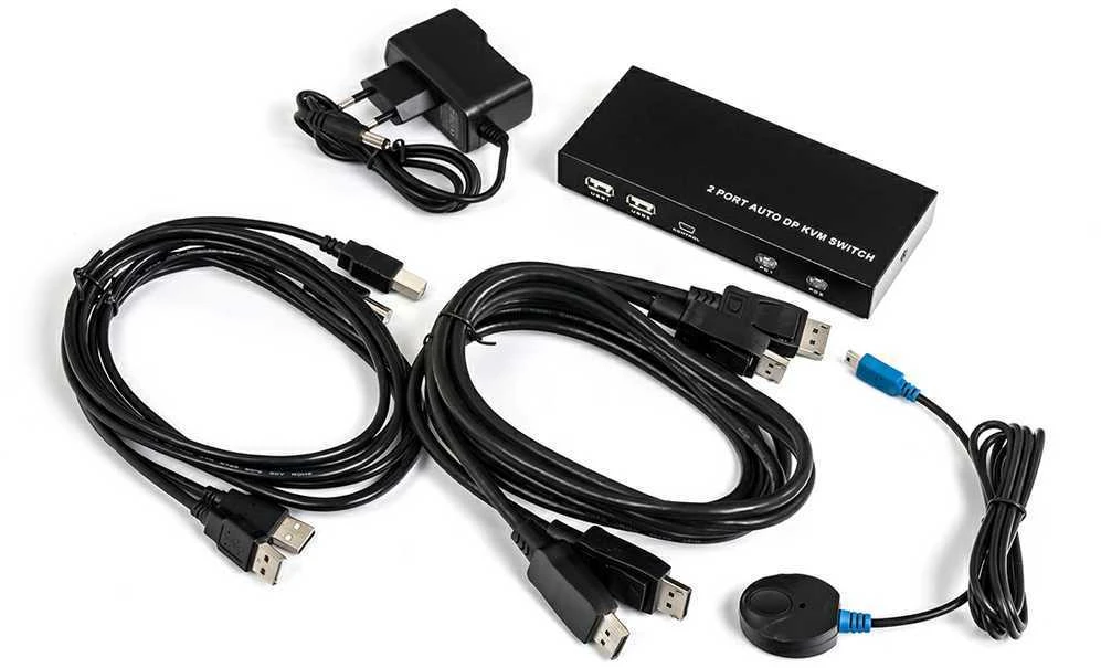 Jungiklis KVM USB + DP 2/1 Spacetronik SPD-KVM02