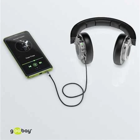 Kabelis audio Jack 3,5mm x2 Goobay Plus TEXTIL 1m