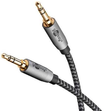 Kabelis audio Jack 3,5mm x2 Goobay Plus TEXTIL 1m