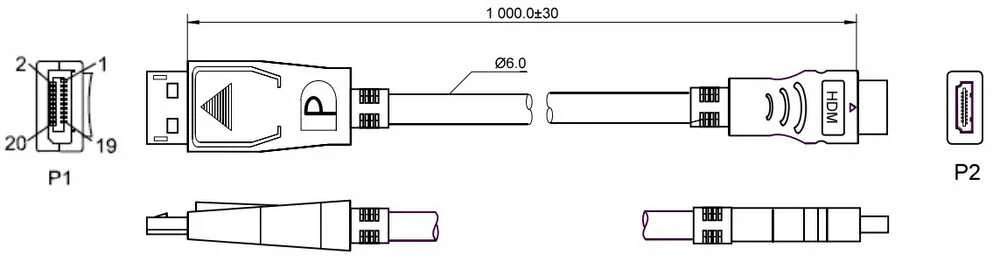 Goobay GB DISPLAYPORT 1.2 Į HDMI 1.4 CABLE 5M