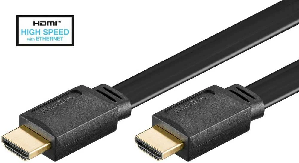 Goobay 3m didelės spartos HDMI plokščias kabelis su eternetu [4K (2160p), paauksuoti kontaktai, ARC]