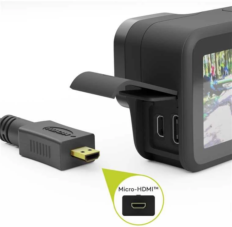 Micro HDMI laidas jungiamas prie veiksmo kameros