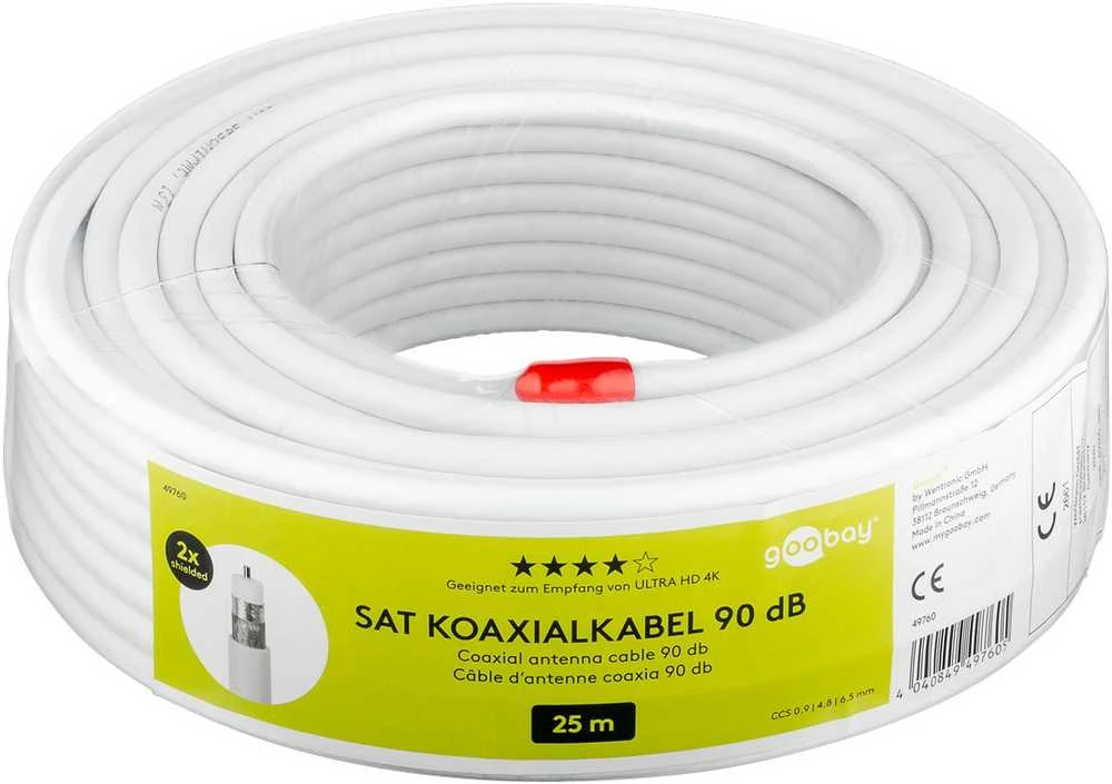 Goobay 25m antenos kabelis su geltona etikete