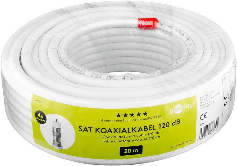 Goobay 20 m baltas koaksialinis antenos kabelis