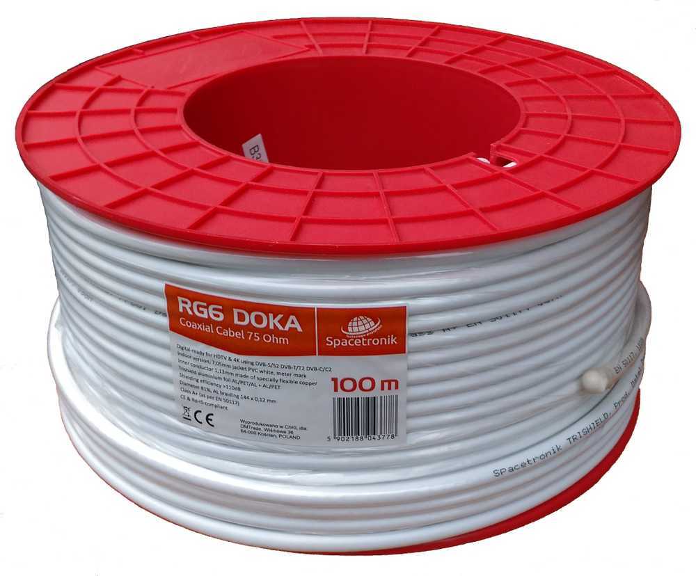Kabelis RG6 Spacetronik DOKA 4K CU Trishield 1 mb